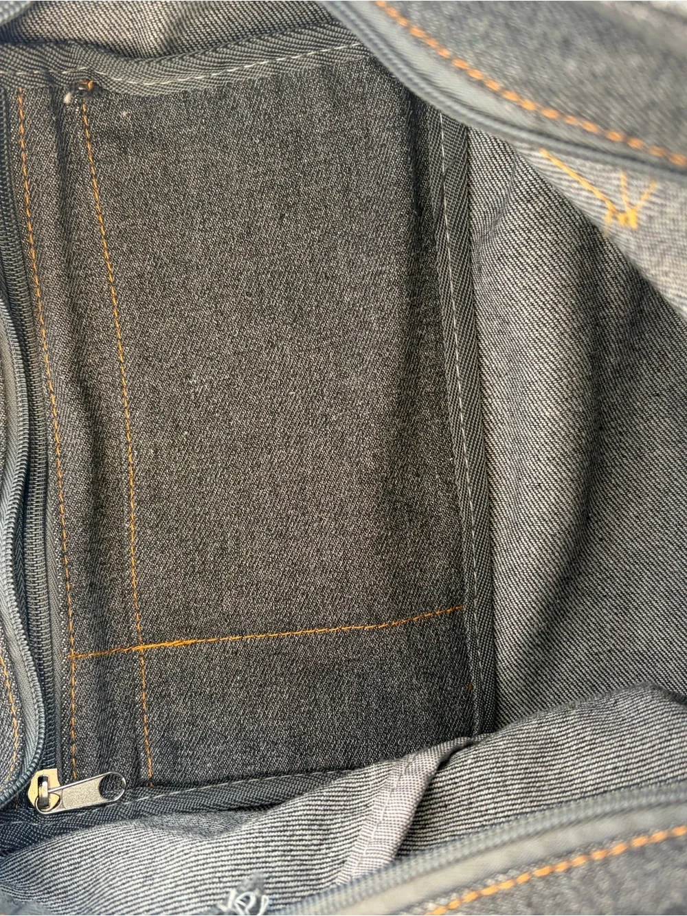 Guess Authentic Vintage 1990s Dark Gray Canvas Tote, White Logo Yellow Stitch